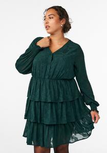 Платье Zizzi KURZES MIT RÜSCHEN UND STRUKTURMUSTER, Scarab/Green