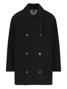 Двубортное пальто с кулиской Absolute Camplin, черный