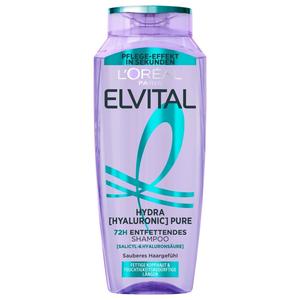 Шампунь elvital hydra hyaluronic pure 72h entfettend Loreal Paris, объем 300 мл