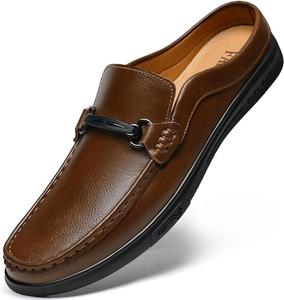 Мужские кожаные сабо и мюли, слипоны с открытой пяткой, удобные мягкие домашние и тапочки Zplmide, коричневый
