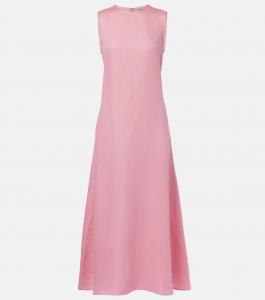 Таллинское льняное платье миди Asceno, Flamingo Pink