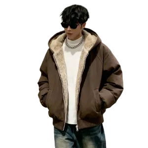 Пуховик Unisex Hooded Fleece lined Others X1617, coffee mountain hawk puffer jacket