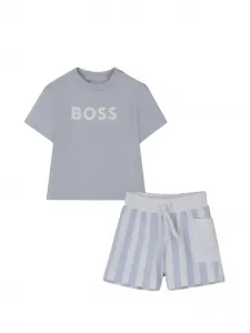 Шорты в полоску с карманом BOSS Kidswear, синий