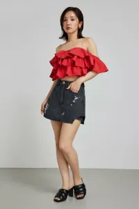 Джинсовые шорты с боковым разрезом Rienda, цвет Black