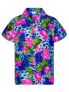 Рубашка King Kameha Leopard Flowers, синий