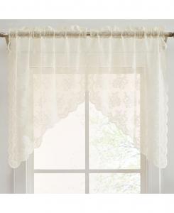 Короткие кружевные шторы Jolene Floral Rod Pocket Lace для небольших окон - длина 71 x 91 см (цвет слоновой кости, комплект из 2 штук) Hlc.Me