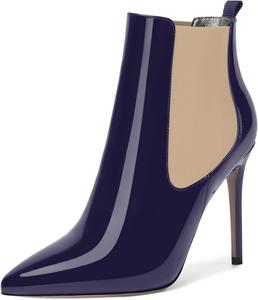 Женские ботильоны NUMALEO с острым носком, на шнуровке, из лакированной кожи, на высоком каблуке-стилете, 10 см, Beige Navy Blue