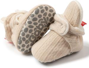 HsdsBebe Унисекс Новорожденные Детские Хлопковые Пинетки с Нескользящей Подошвой для Малышей Мальчиков и Девочек Зимние Теплые Флисовые Носочки-Обувь, A01/Knit Cotton Apricot