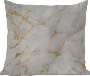 Подушка для улицы - Мрамор - Белый - Золотой - Абстрактный - 60x60 см - Устойчива к атмосферным воздействиям - Подушка для отдыха - Декоративная - Подушка для сна MuchoWow