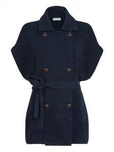 Двубортный жилет с завязками Brunello Cucinelli, синий