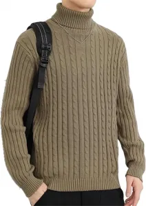 Мужской вязаный свитер-водолазка однотонный утепленный