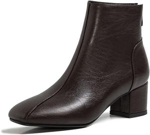 Элегантные женские ботильоны Roimaash с блочным средним каблуком и застежкой-молнией, 118 Brown