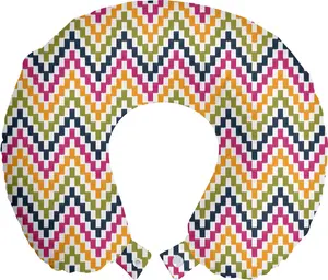 Подушка для шеи ABAKUHAUS, угловая, с абстрактным геометрическим рисунком, волнистая, дорожный аксессуар из пеноматериала для самолета и автомобиля, 30 x 30 см, разноцветная Abakuhaus