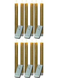 Novaliv Светодиодные свечи-конусы с таймером, золотистые, 12 штук, для использования в помещении - 6 часов горения - натуральный воск, золотистый цвет