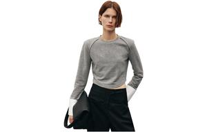 ELLE Футболка Women's Gray Crew Neck Moderate Straight Fit