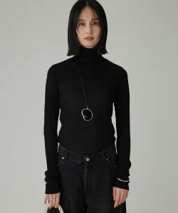 Прозрачный топ с высоким воротником и витой резинкой Babylone, цвет Black 19