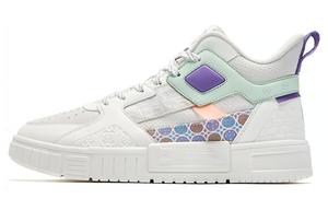 Кеды, скейтборд обувь женская средняя высота белый/фиолетовый Qiaodan