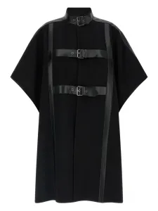 Пончо из шерстяной смеси с пряжкой-ремешком TWINSET, черный