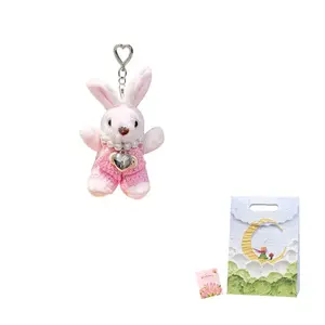 Роскошный свитер ручной работы с жемчужной цепочкой, плюшевый кулон в виде кролика высотой 12см Jinnew, розовый