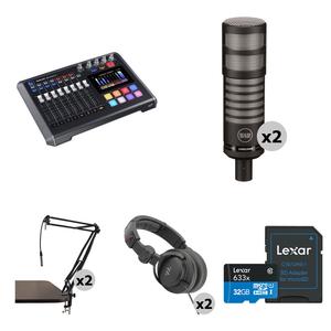 TASCAM Mixcast 4 - бюджетный комплект для подкастов на двоих с микрофоном Limelight, штангой и наушниками