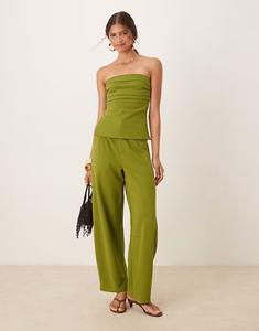 Брюки-бочонки премиум-класса из искусственной кожи цвета хаки Asos Design