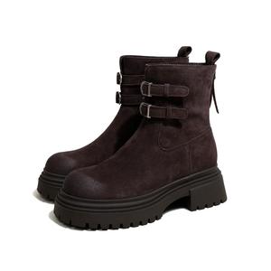 Ouumeis Фиолетово-коричневые женские ботильоны, цвет Purple Brown