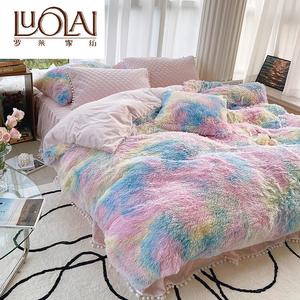 LUOLAI HOME Комплект постельного белья 4 предмета, 220x240 см, простыня на резинке, пододеяльник, 2 наволочки