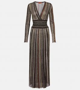 Полосатое платье с пайетками Missoni, Multicolor Beige And Brown