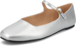 Женские туфли-лодочки Journee Carrie среднего и широкого размера с ремешком и пряжкой Journee Collection, серебро