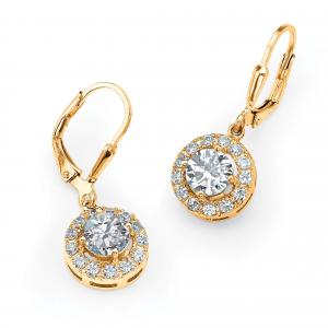 Серьги-подвески Halo с круглыми кубическими цирконами 2,51 TCW Palm Beach Jewelry, белый