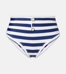 Грейс полосатые бикини-трусики с высокой посадкой Same, Navy Cream Stripe/White