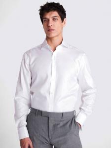 Хлопковая рубашка из твила Regular Fit с отложным воротником Moss, White