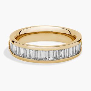 Кольцо с бриллиантами огранки «багет» из желтого золота 14 карат (1 карат, два карата) Blue Nile