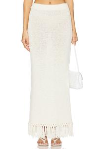 Вязаная юбка с бахромой Lauryn 4Th & Reckless, beige