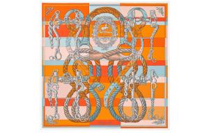 Шелковый  шарф Women's Orange HERMES, оранжевый