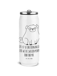 Mr. & Mrs. Panda Термос с изображением мопса и надписью белого цвета