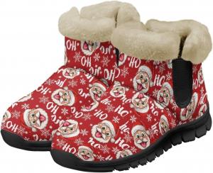 Зимние женские ботинки на снегоступах, утепленные ботильоны - женские теплые ботинки на каждый день, слипоны, теплые рождественские ботильоны для улицы Tomeusey, Santa Claus Hoho