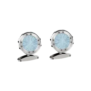 Запонки Chopard Alpine Eagle cufflinks - Инкрустация «rhône blue» — серебристый металл