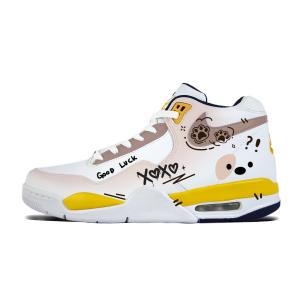 Nike Flight Legacy Heart Check Wrapping, износостойкие и нескользящие баскетбольные кроссовки Mid Top для мужчин, белый желтый