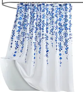 Занавеска для душа, мягкая, коричневая, из полиэстера с цветочным принтом, для ежедневного использования, цвет синего цвета, размер: 150x180 см Stuttg