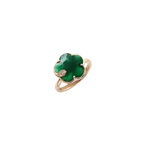 Кольцо Pasquale Bruni Petit joli из розового золота с цветком зеленого агата и бриллиантами