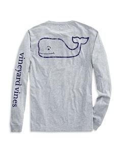 Винтажная футболка Vineyard Vines с длинными рукавами и карманами «кит» для мальчиков — Little Kid, Big Kid, серый