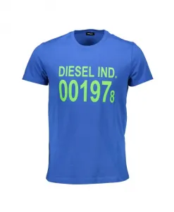 Хлопковая футболка синего цвета в стиле «Городские джунгли» Diesel, синий