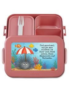 Mr. & Mrs. Panda Контейнер для бенто с изображением морского ежа и надписью, пастельно-красный цвет
