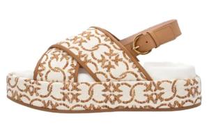 Песочники Flores с вышивкой влюблённых птиц PINKO, коричневый