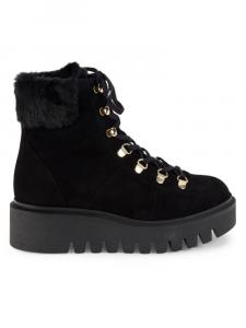 Ботинки в стиле армейского стиля «Шале» с отделкой из замши и искусственного меха Stuart Weitzman, черный