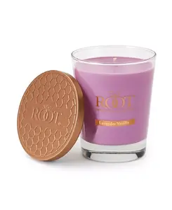 Большая свеча в стеклянной банке с ароматом лаванды и ванили Root Candles, pink