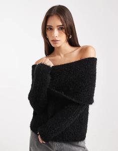 Складной джемпер бардо Miss Selfridge в черном цвете