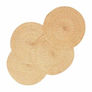 Салфетки в наборе из 4 х круглых плетеных подставок. Homescapes, желтый