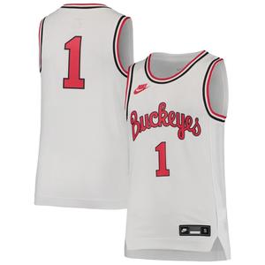 Реплика молодежной баскетбольной команды Nike #1 White Ohio State Buckeyes Throwback Team Nike